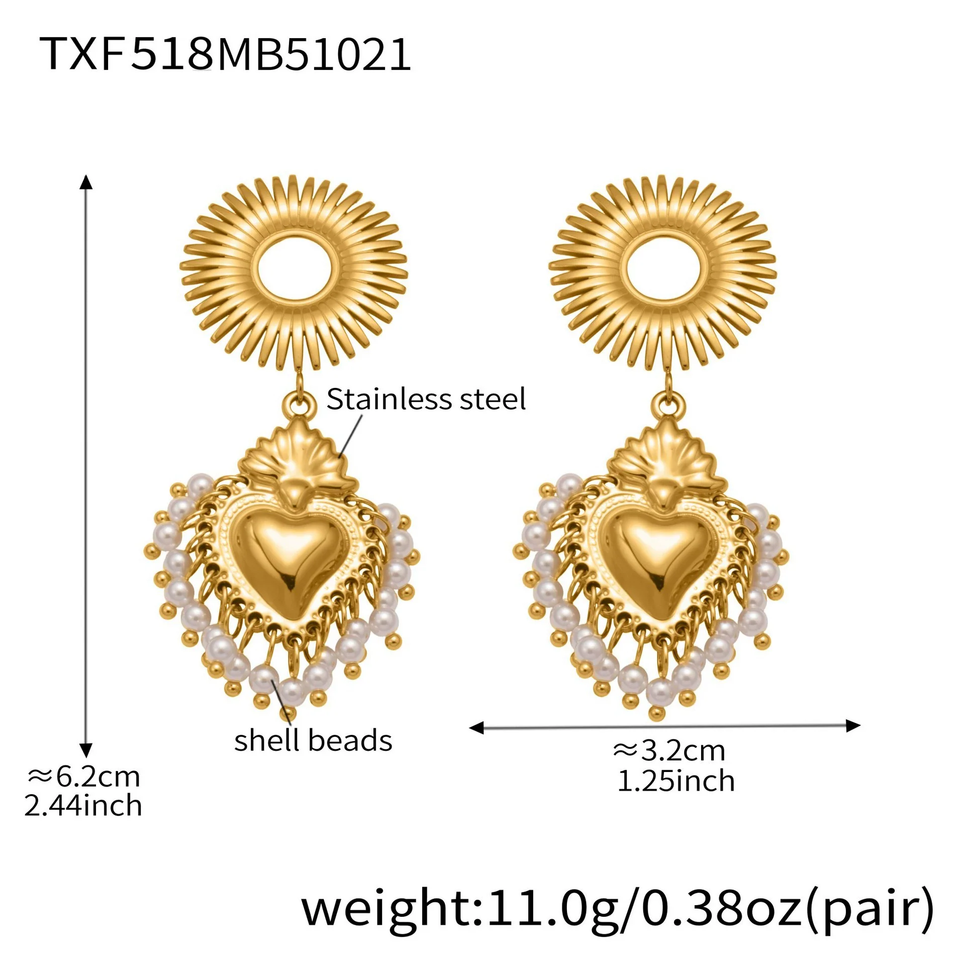 Wholesale Light Luxury Stainless Steel Crown Heart 18K Gold Plated Jewelry Set For Women Including Necklace Bracelet And Earrings - Image 13