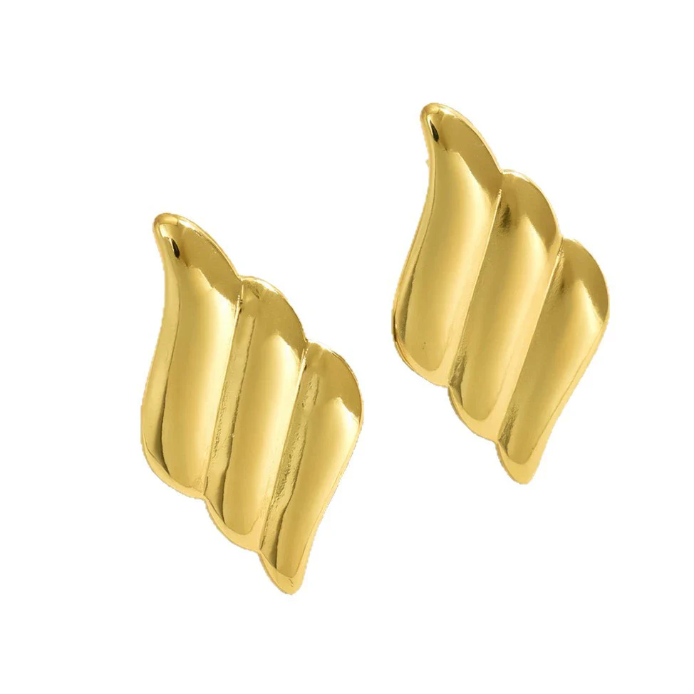Wholesale Light Luxury Stamped Geometric Stainless Steel Wing Earrings For Women - Image 5