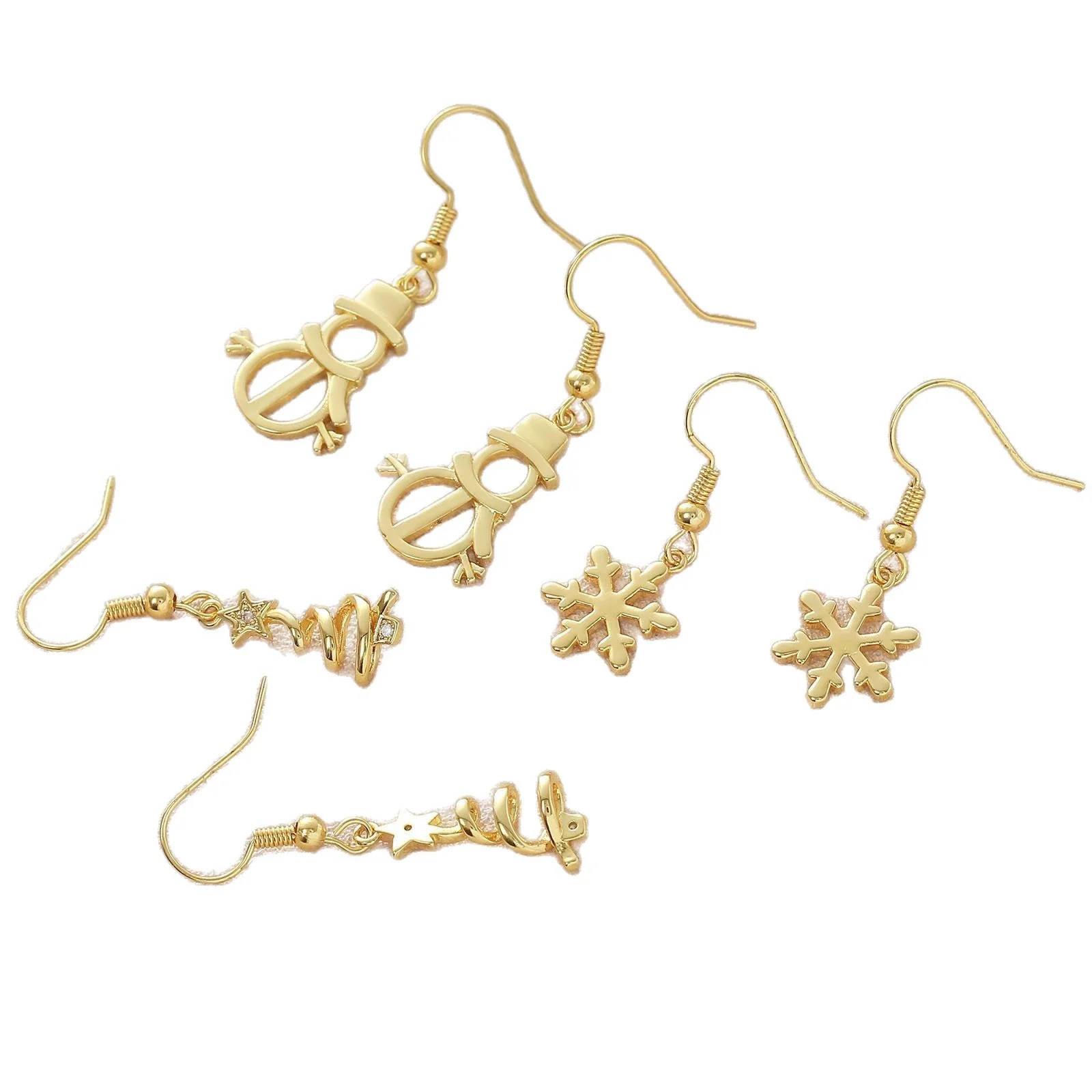 Wholesale Light Luxury Style Christmas Tree Snowman Snowflake Earrings For Women Copper Plated With 925 Silver Ear Needles - Image 5