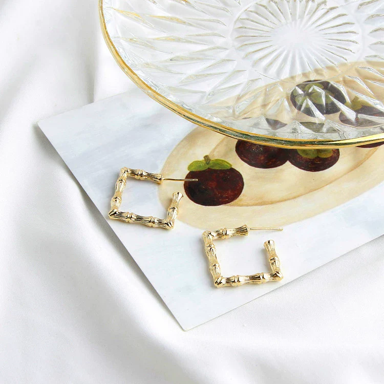 Wholesale Light Luxury Style Copper Geometric Round Water Drops Rectangular Earrings S925 Copper Plated - Image 4