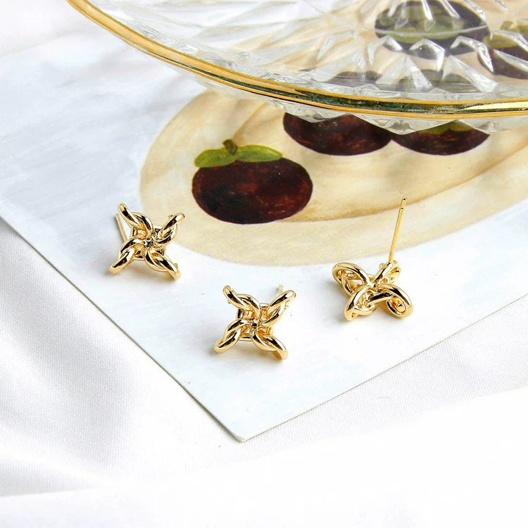 Wholesale Light Luxury Style Copper Geometric Round Water Drops Rectangular Earrings S925 Copper Plated - Image 6