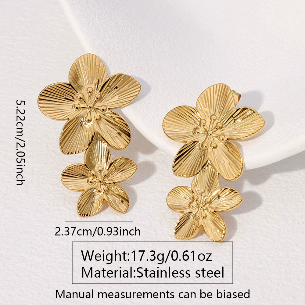 Wholesale Light Luxury Style Electroplated Stainless Steel Flower Petal Earrings For Women - Image 5