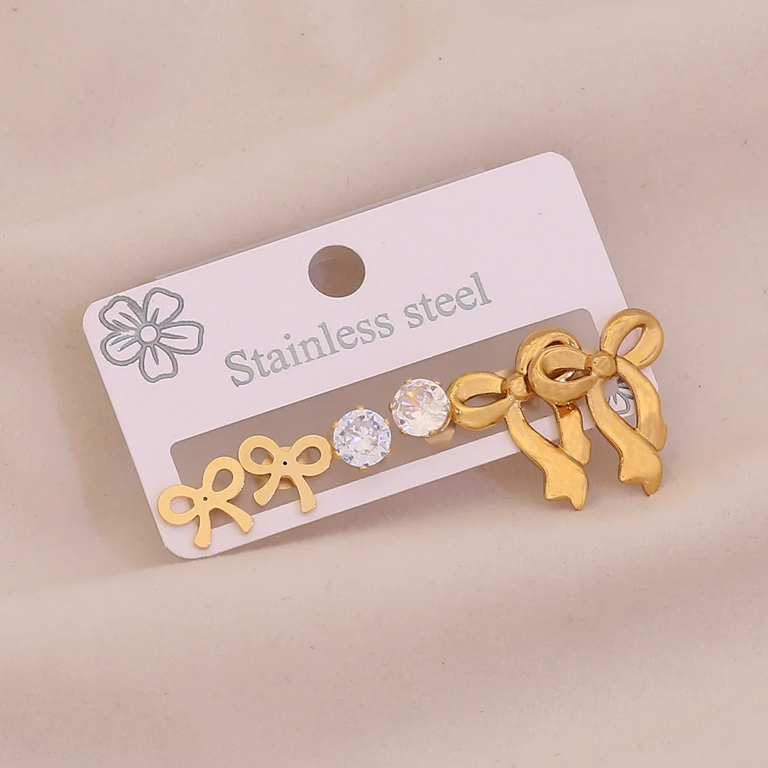 Wholesale Light Luxury Style Electroplated Stainless Steel Heart And Butterfly Flower Earrings For Women - Image 2