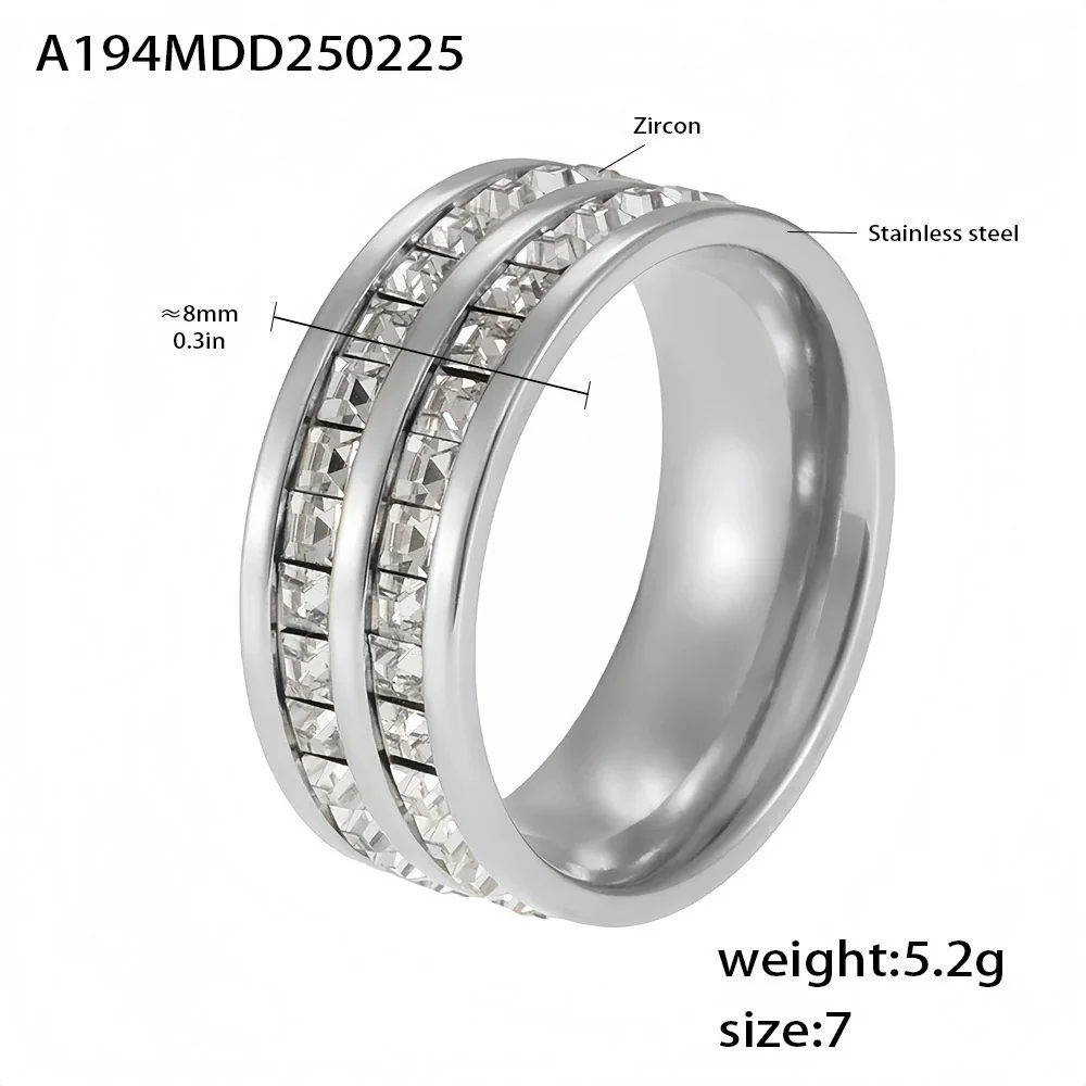 Wholesale Light Luxury Style Geometric Pattern Electroplated Stainless Steel Ferris Wheel Stars Full Diamond Inlaid Zircon Couple Ring For Women - Image 7