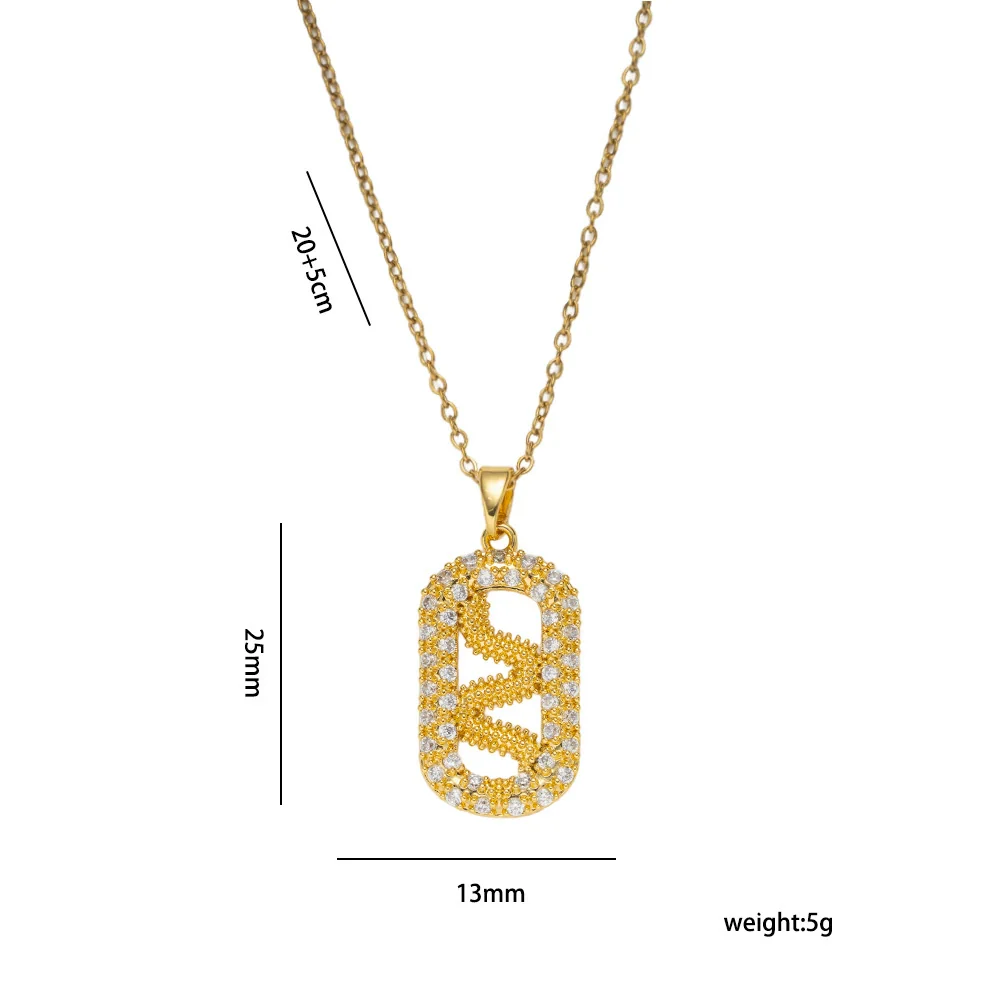 Wholesale Light Luxury Style Geometric Snakeshaped Necklace With Zircon Copper Plated Real Gold For Women Vacuum Electroplated In Furnace O Word Chain - Image 4