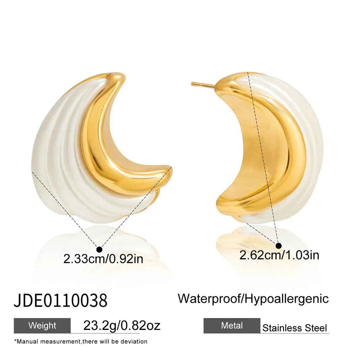 Wholesale Light Luxury Style Geometric Stainless Steel Electroplated Cshaped Resin Pearl Earrings For Women - Image 6