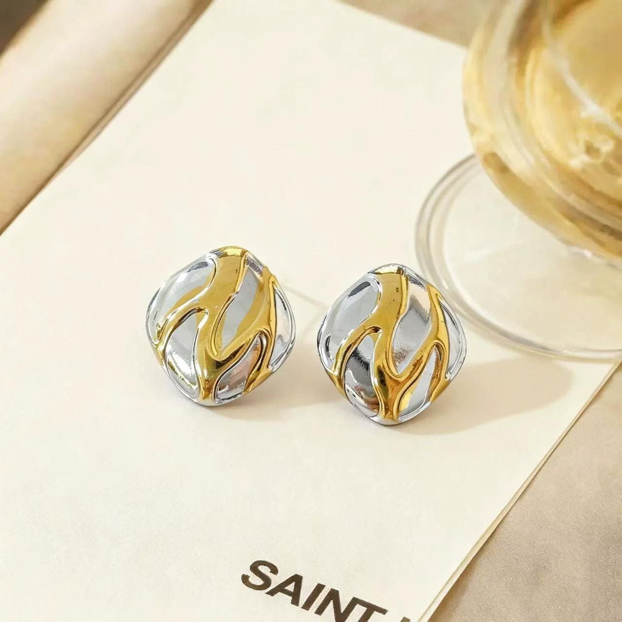 Wholesale Light Luxury Style Geometric Stainless Steel Gold Electroplated Earrings For Women - Image 3