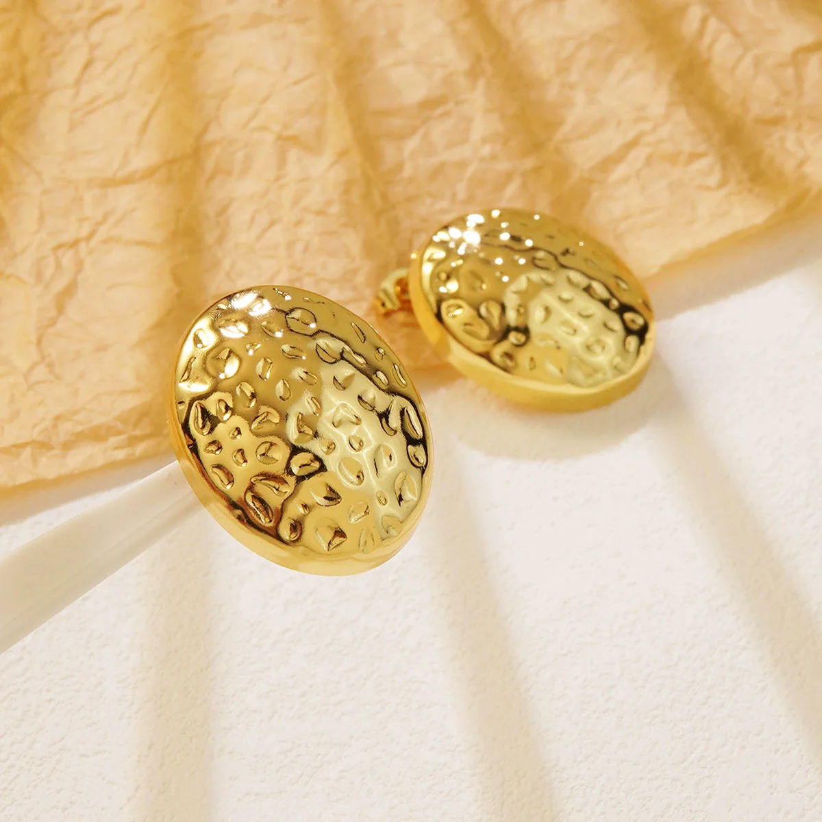 Wholesale Light Luxury Style Geometric Stamped Stainless Steel Oval Earrings For Women - Image 2