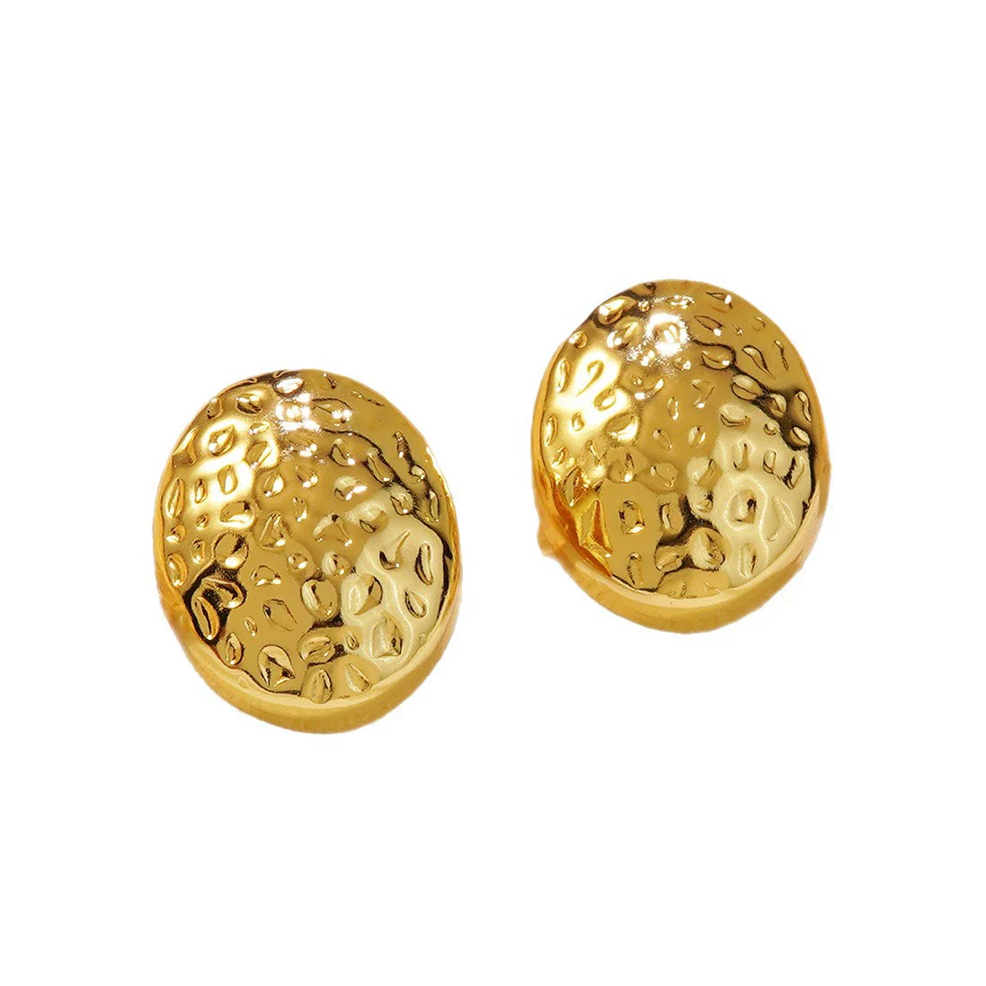 Wholesale Light Luxury Style Geometric Stamped Stainless Steel Oval Earrings For Women - Image 5