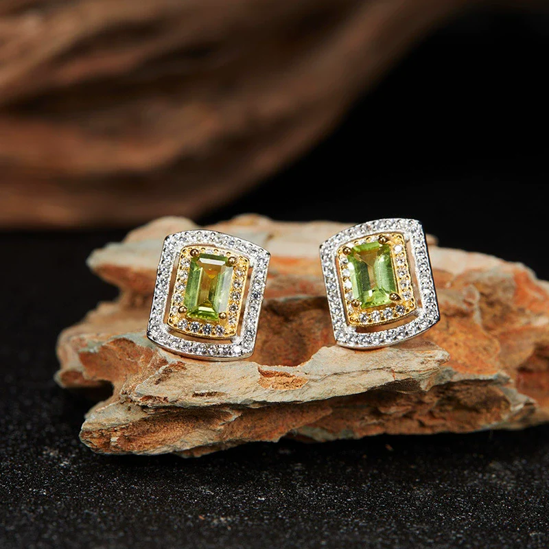 Wholesale Light Luxury Style Geometric Ushaped Natural Gemstone Inlaid S925 Sterling Silver Women's Earrings - Image 8