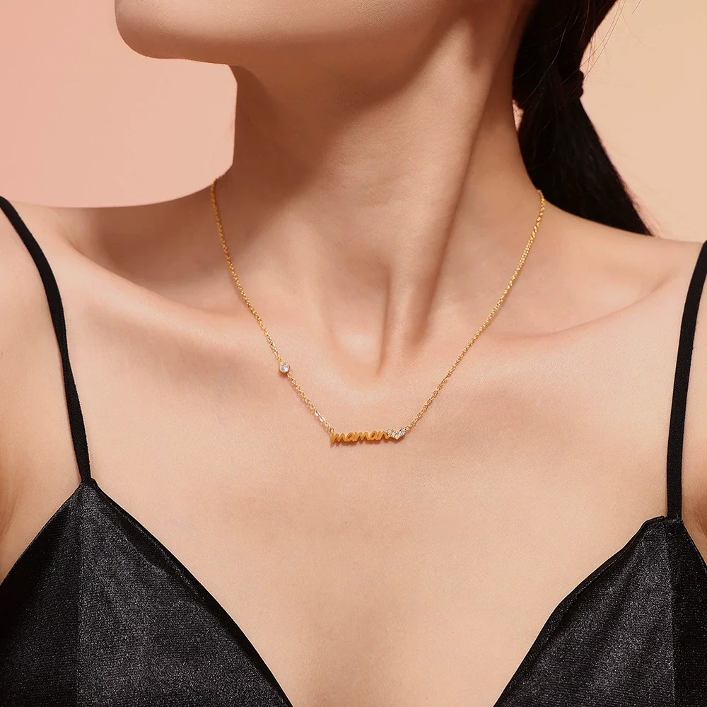 Wholesale Light Luxury Style Heart Shaped Zircon Stainless Steel Electroplated Necklace