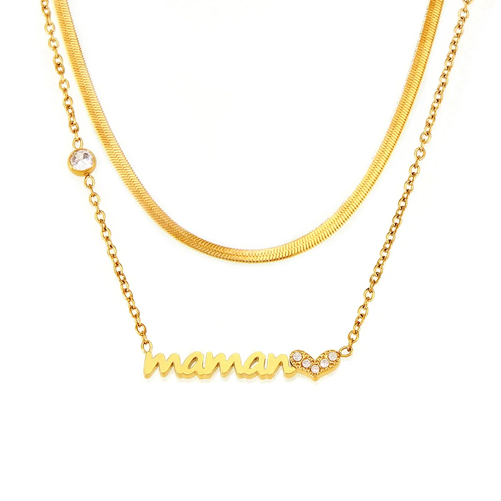 Wholesale Light Luxury Style Heart Shaped Zircon Stainless Steel Electroplated Necklace - Image 5