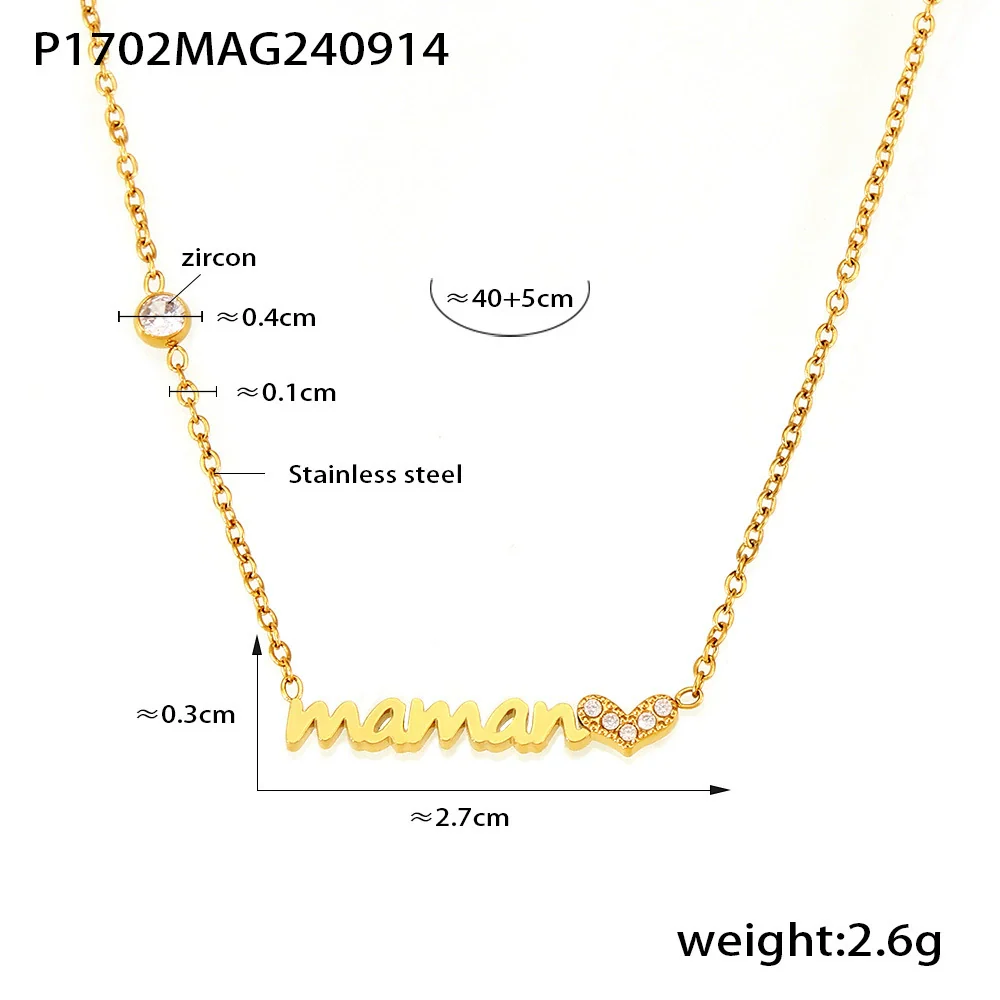 Wholesale Light Luxury Style Heart Shaped Zircon Stainless Steel Electroplated Necklace - Image 6