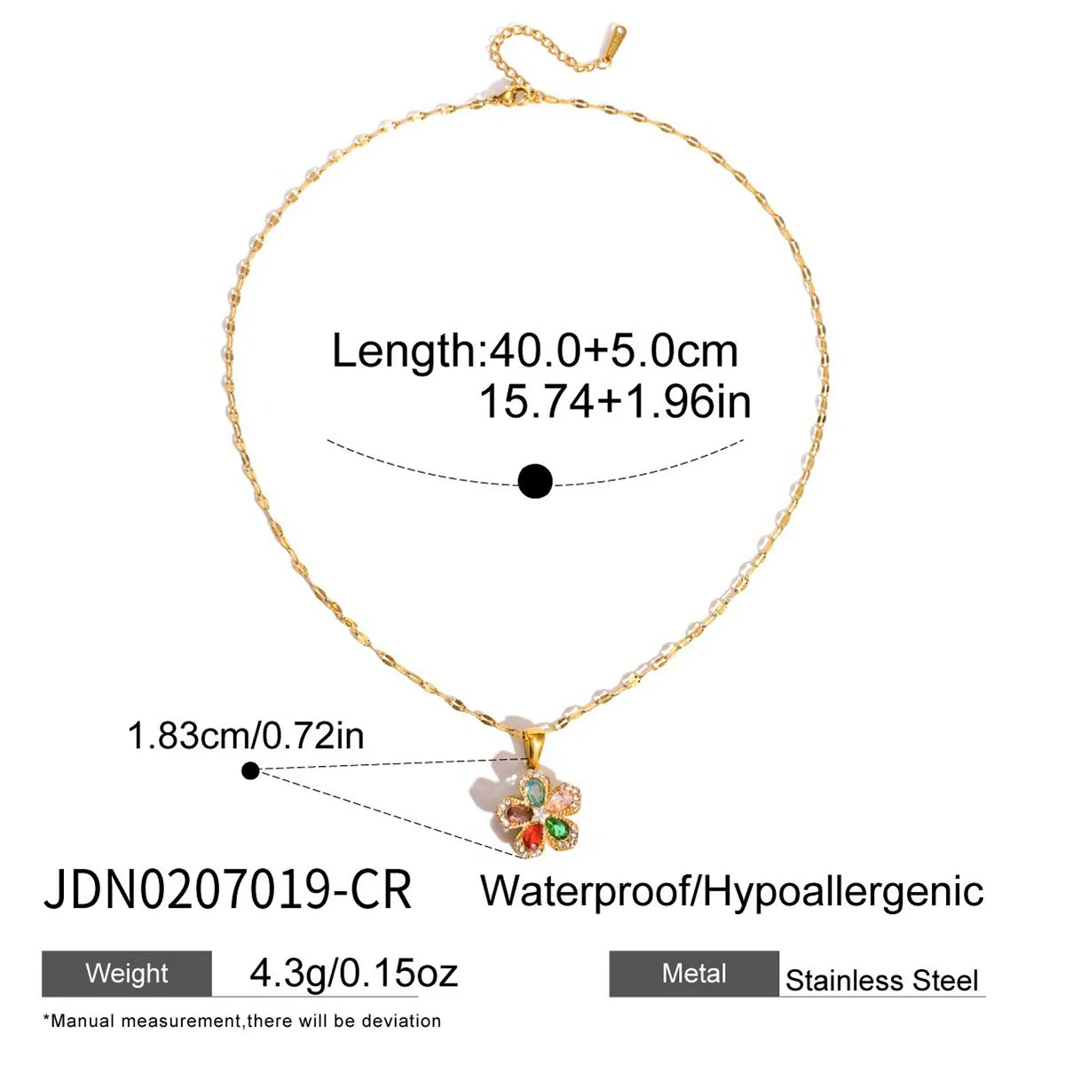Wholesale Light Luxury Style Rotatable Geometric Flower Zircon Stainless Steel Electroplated Pendant Necklace For Women - Image 6