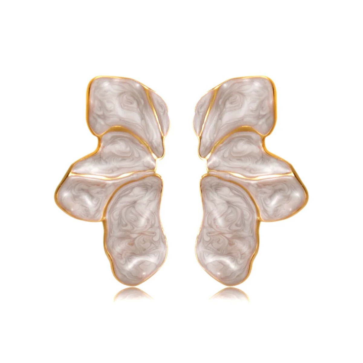 Wholesale Light Luxury Style Stainless Steel Flower Shape Dripping Oil Petal Earrings For Women - Image 5