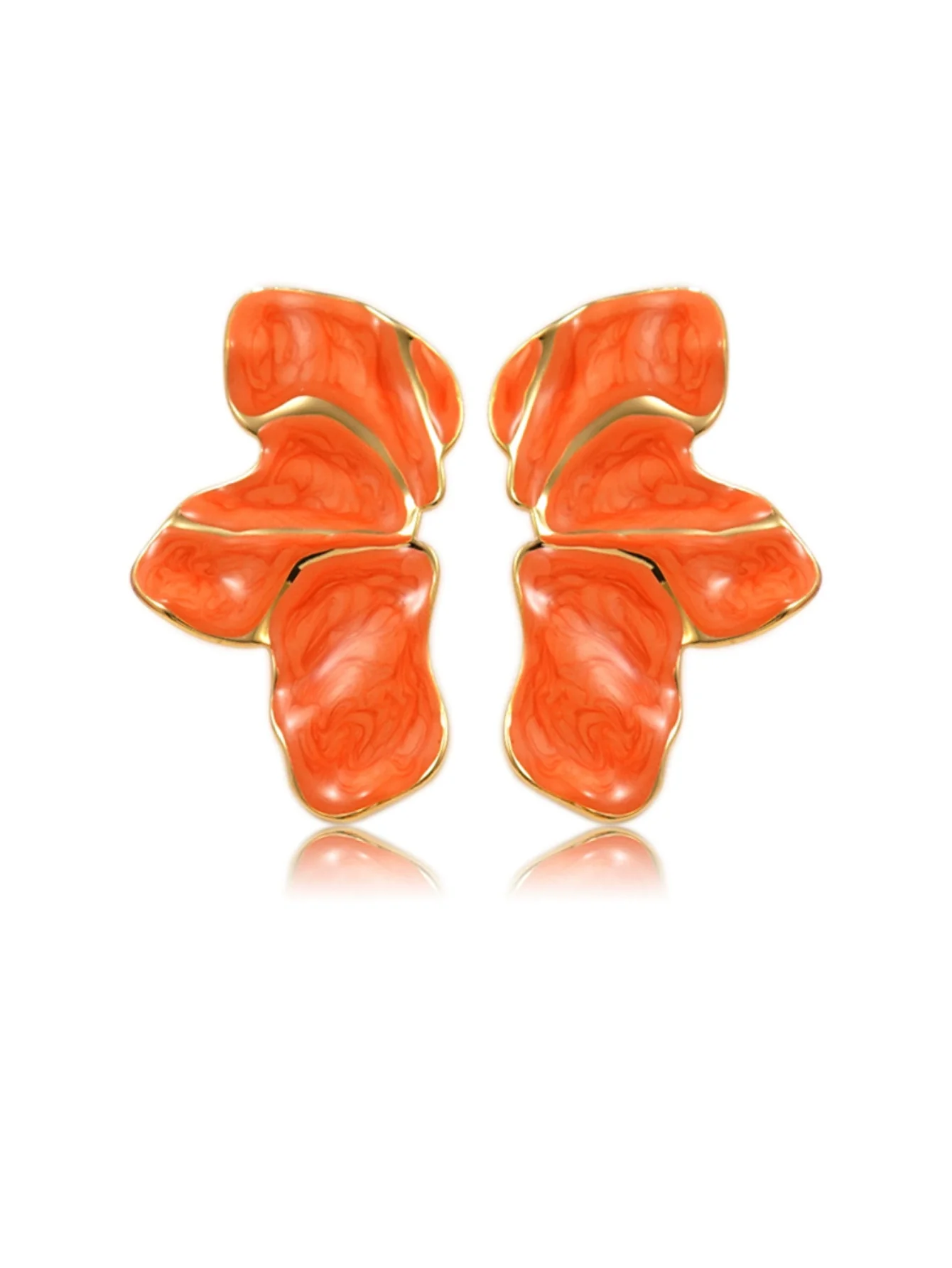Wholesale Light Luxury Style Stainless Steel Flower Shape Dripping Oil Petal Earrings For Women - Image 6