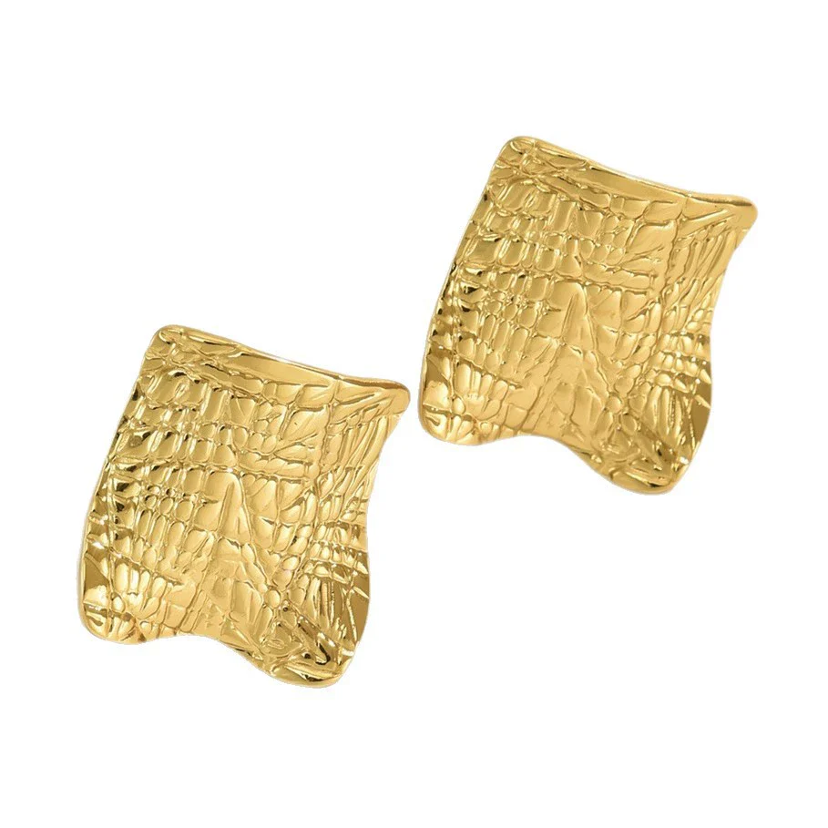 Wholesale Light Luxury Style Stamped Geometric Stainless Steel Earrings For Women - Image 5