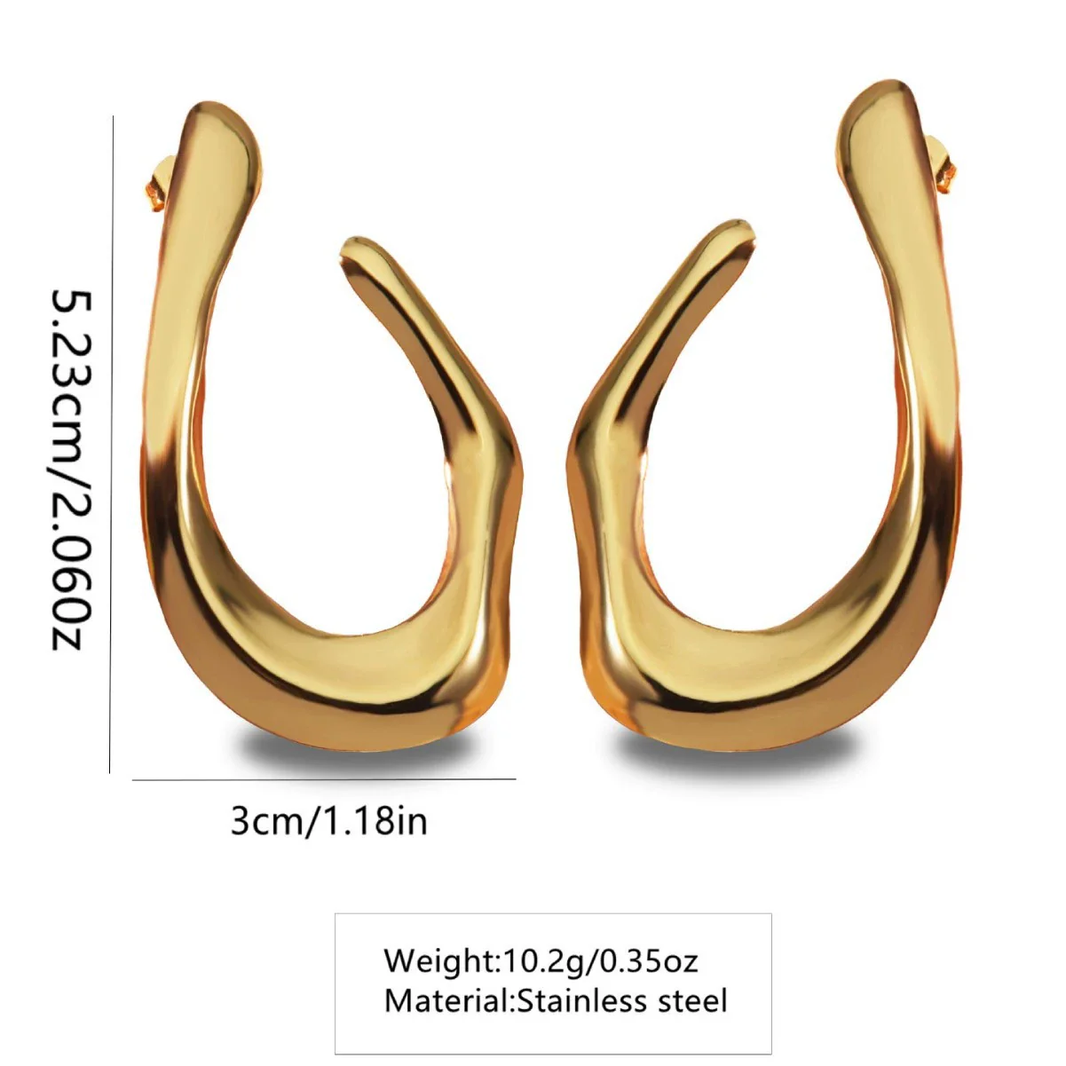 Wholesale Light Luxury Style Stamping Stainless Steel Geometric Ushaped Asymmetrical Earrings For Women - Image 4