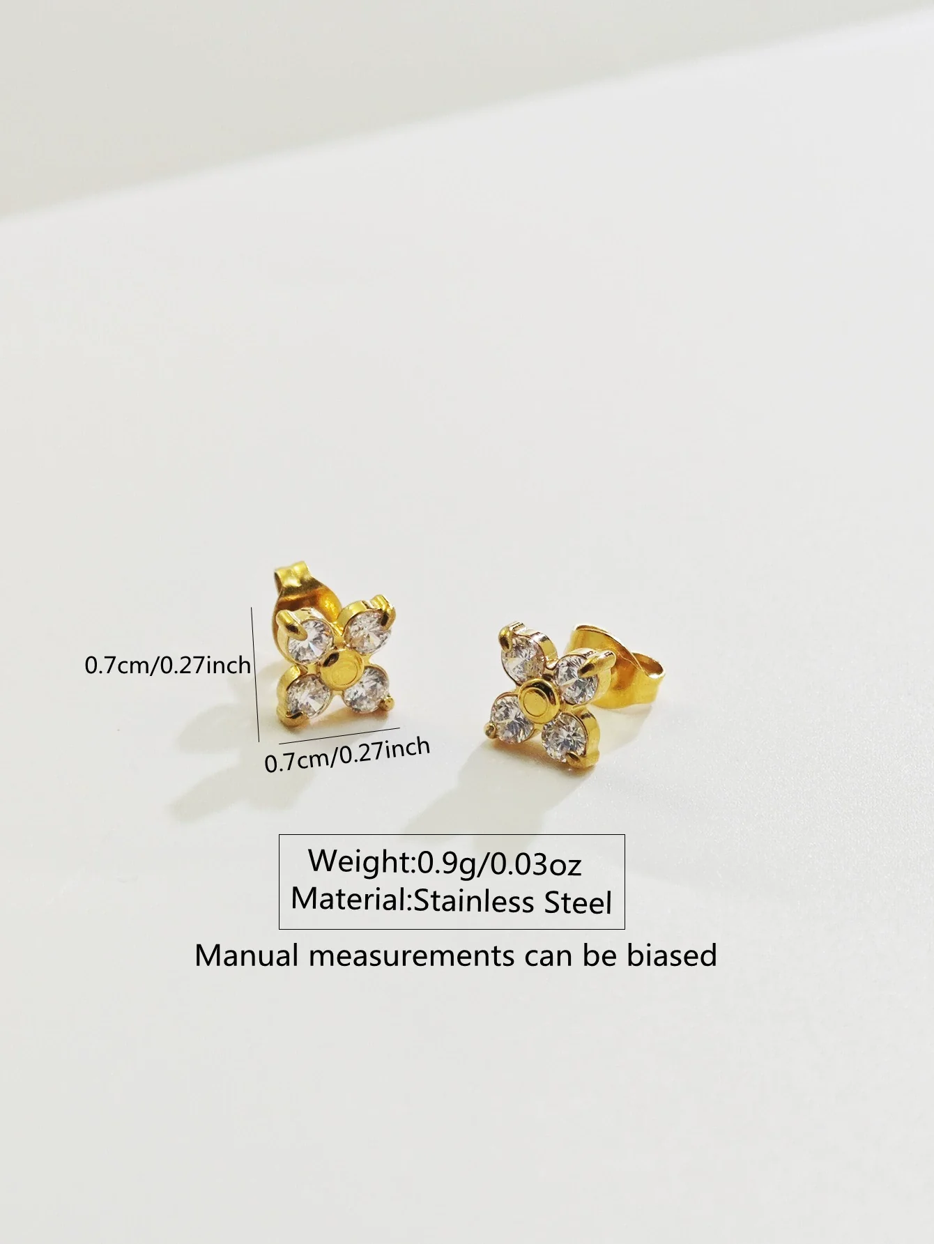 Wholesale Light Luxury Women's 18K Gold Plated Stainless Steel Flower Zircon Earrings - Image 5
