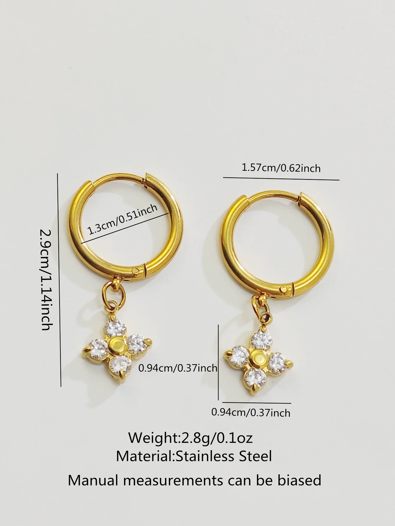 Wholesale Light Luxury Women's 18K Gold Plated Stainless Steel Flower Zircon Earrings - Image 6