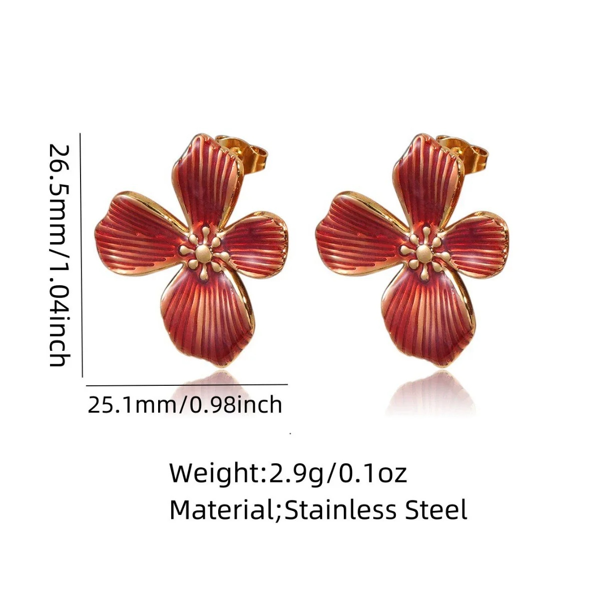 Wholesale Light Luxury Women's Dripping Oil Flower Stainless Steel Earrings - Image 4
