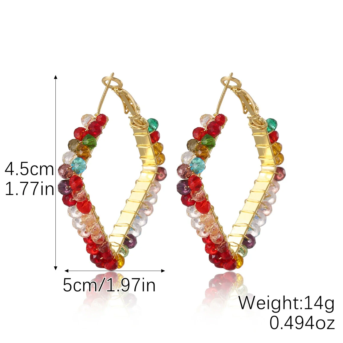 Wholesale Light Luxury Women's Synthetic Crystal Geometric Earrings Handwrapped Braided With Electroplating - Image 5