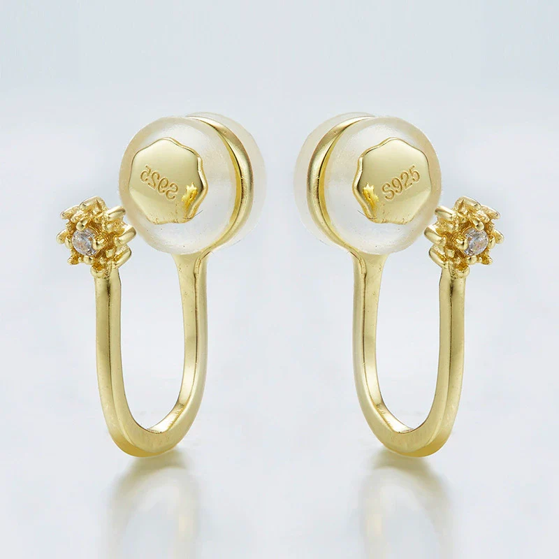 Wholesale Light Nonpierced Geometric Earrings Made Of S925 Sterling Silver With Inlaid Zircon For Women