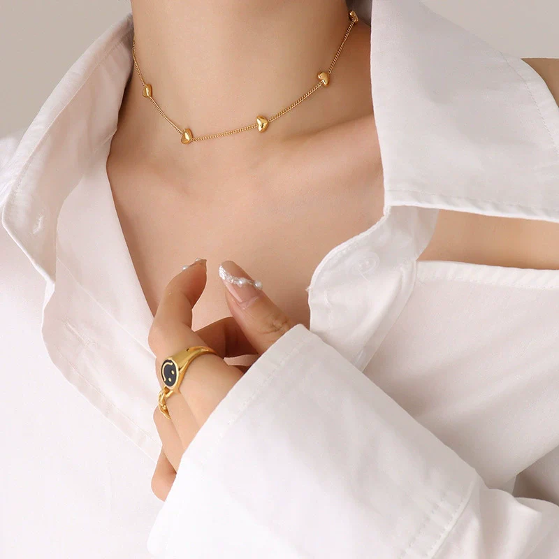 Wholesale Love Water Drops Bell Shaped Titanium Steel Gold Plated Jewelry Set For Women Necklace And Bracelet - Image 10