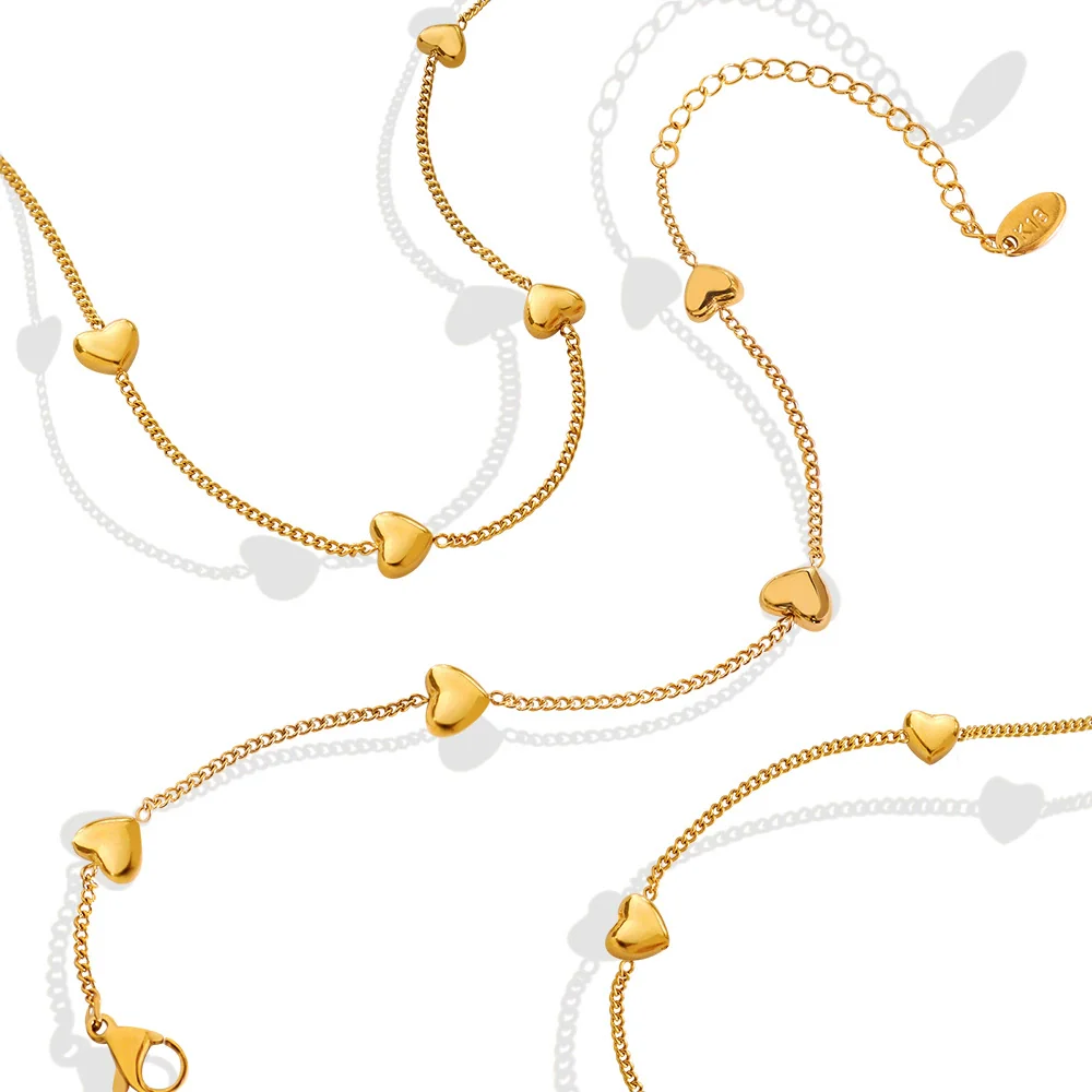 Wholesale Love Water Drops Bell Shaped Titanium Steel Gold Plated Jewelry Set For Women Necklace And Bracelet - Image 4