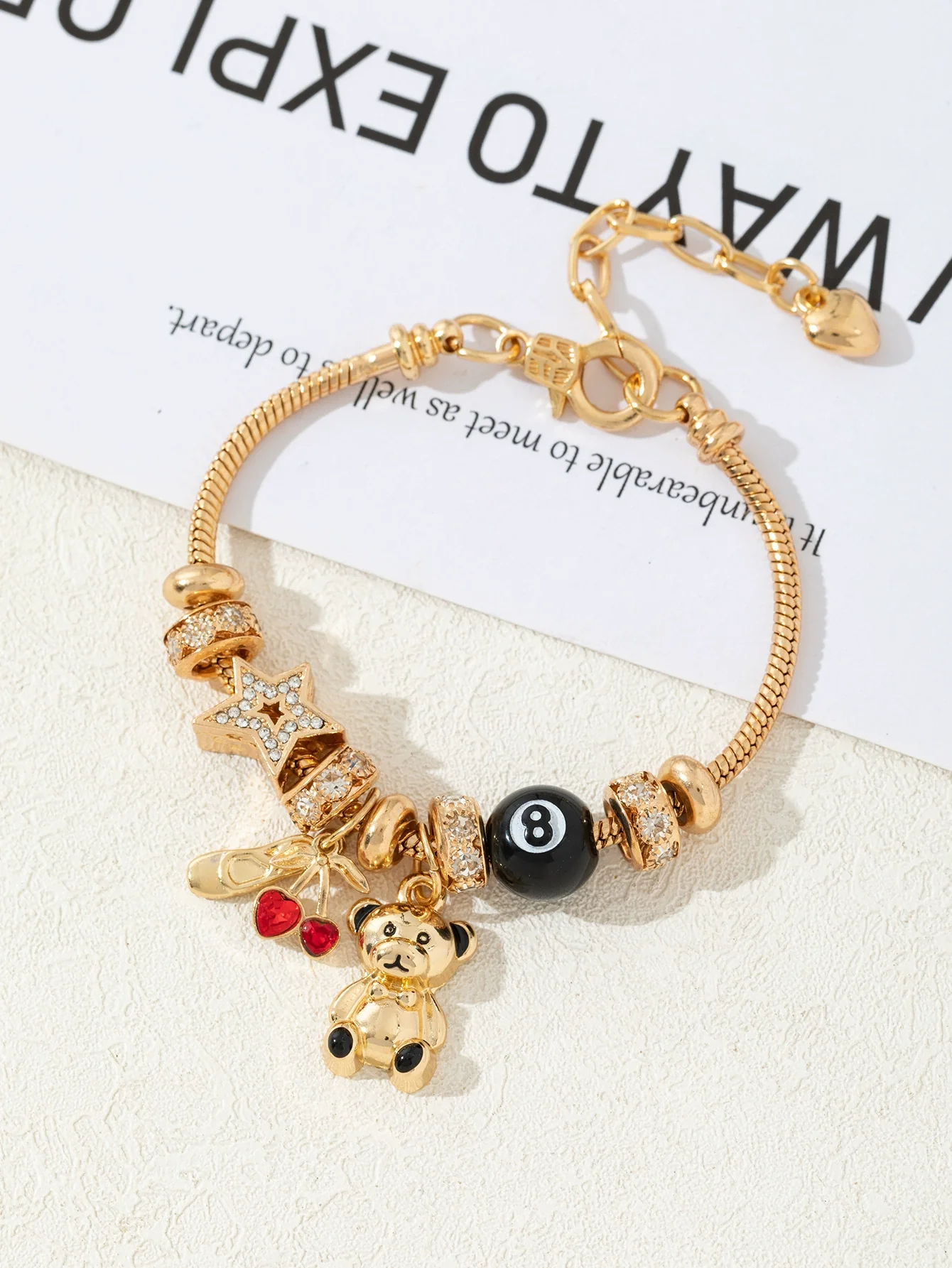 Wholesale Lovely Animal Style Stainless Steel Electroplated Beaded Bracelet With Multielement Oil Drop Rhinestone Jewelry Accessories - Image 31