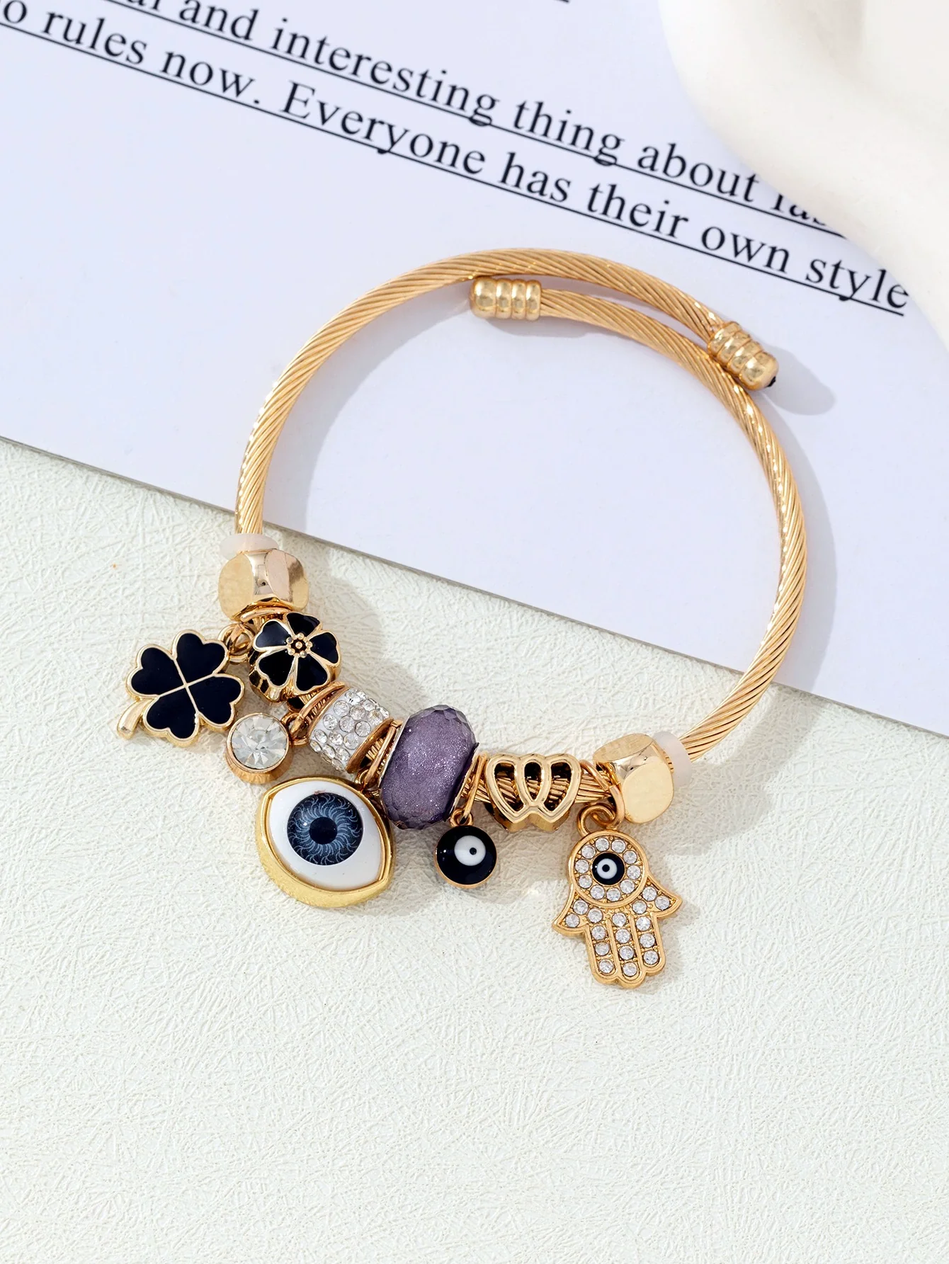 Wholesale Lovely Animal Style Stainless Steel Electroplated Beaded Bracelet With Multielement Oil Drop Rhinestone Jewelry Accessories - Image 34
