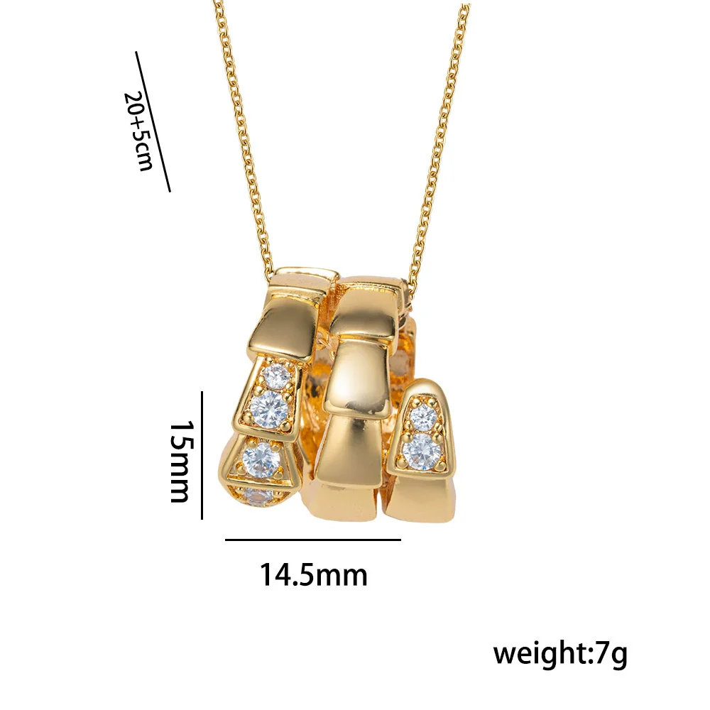 Wholesale Luxury 18K Gold Plated Snake Shape Diamond O Word Chain Necklace And Earrings Set For Women Made Of Environmentally Friendly Copper - Image 4
