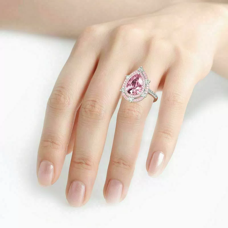Wholesale Luxury Dropshaped Copper Ring Micro Inlaid With Zircon For Women - Image 4