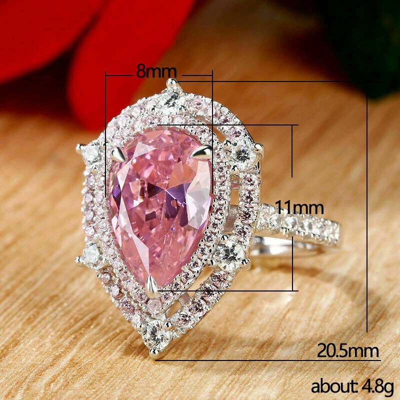 Wholesale Luxury Dropshaped Copper Ring Micro Inlaid With Zircon For Women - Image 5