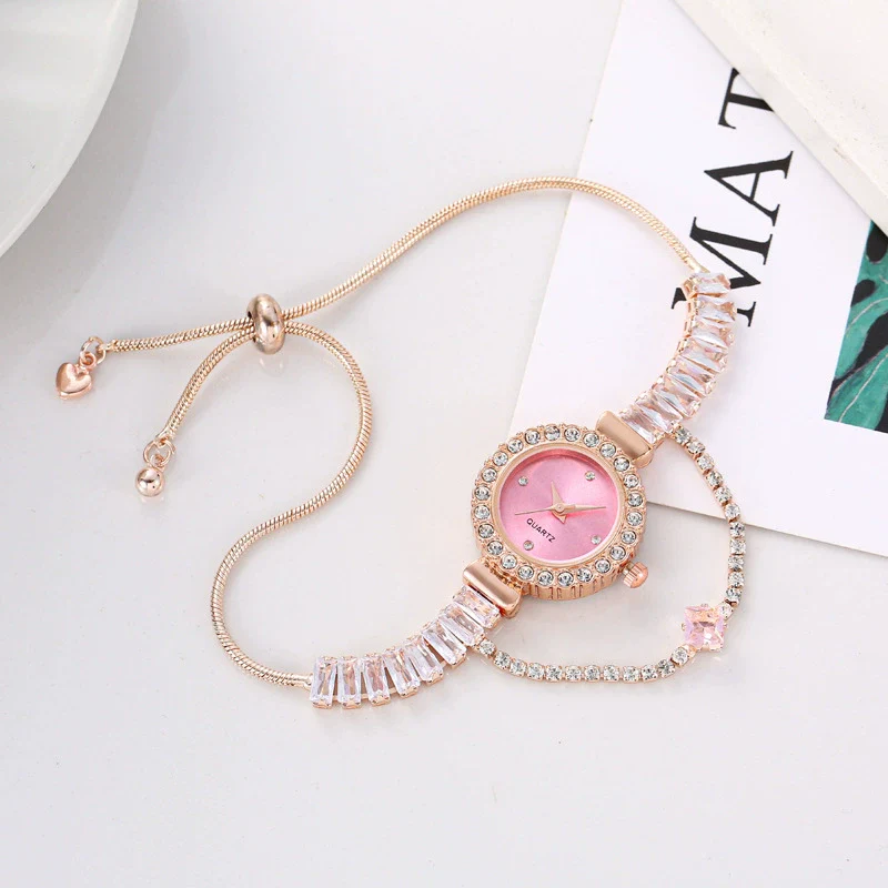 Wholesale Luxury Fashion Alloy Women's Round Dial Pullout Bracelet Watch - Image 2