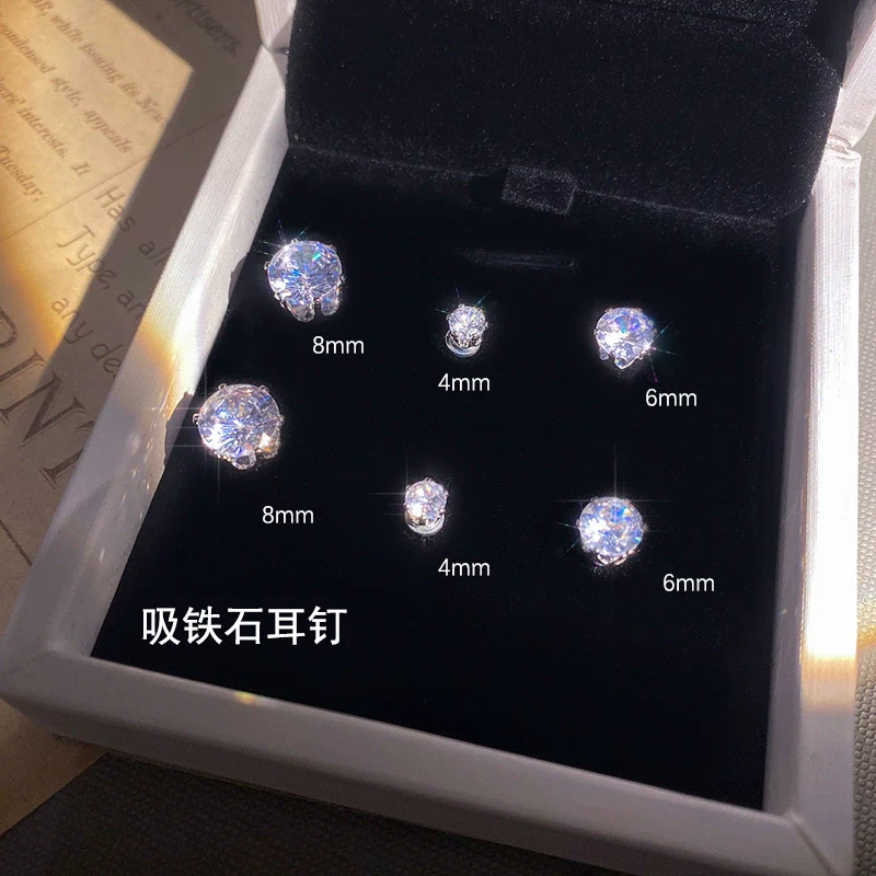 Wholesale Magnetic Zircon Geometric Earrings For Women With Electroplating Design - Image 2