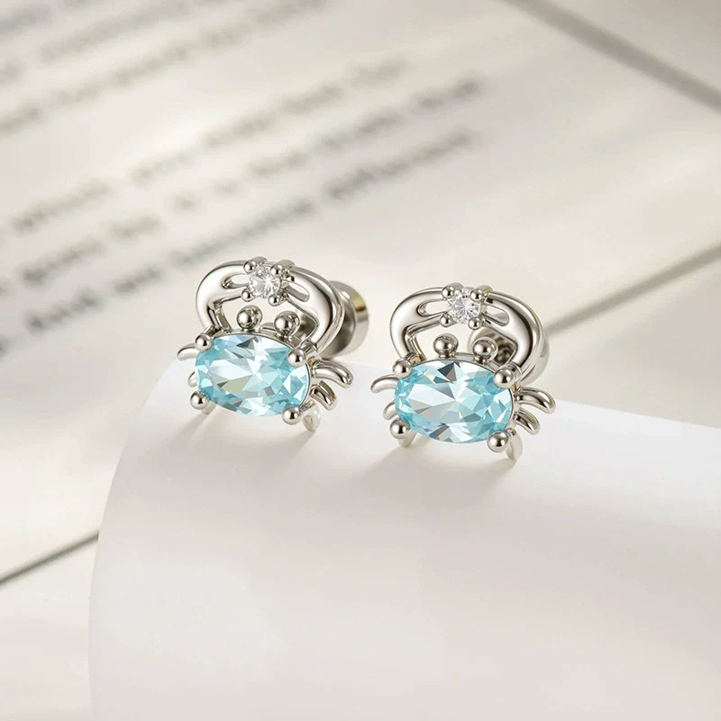 Wholesale Marine Series Cute Sweet Style Crab Shaped Metal Electroplated Cartilage Piercing Ear Bone Nail