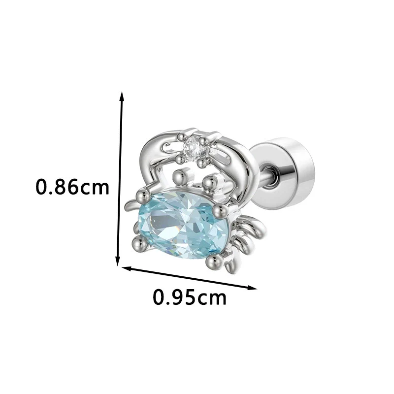 Wholesale Marine Series Cute Sweet Style Crab Shaped Metal Electroplated Cartilage Piercing Ear Bone Nail - Image 3