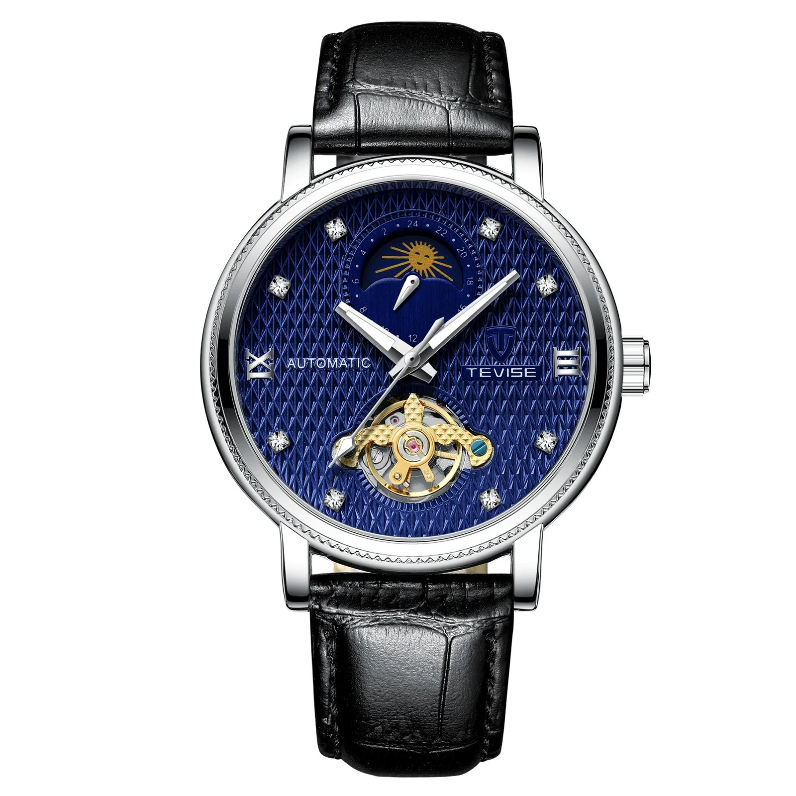 Wholesale Mechanical Watch Metal Case Genuine Leather Strap Round Dial Business Style For Men - Image 2