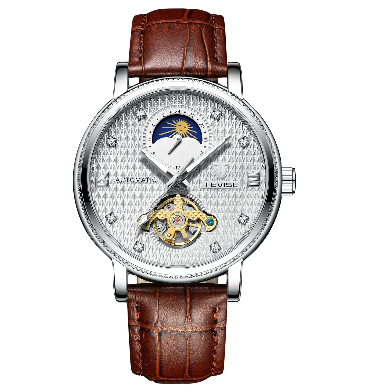 Wholesale Mechanical Watch Metal Case Genuine Leather Strap Round Dial Business Style For Men - Image 3