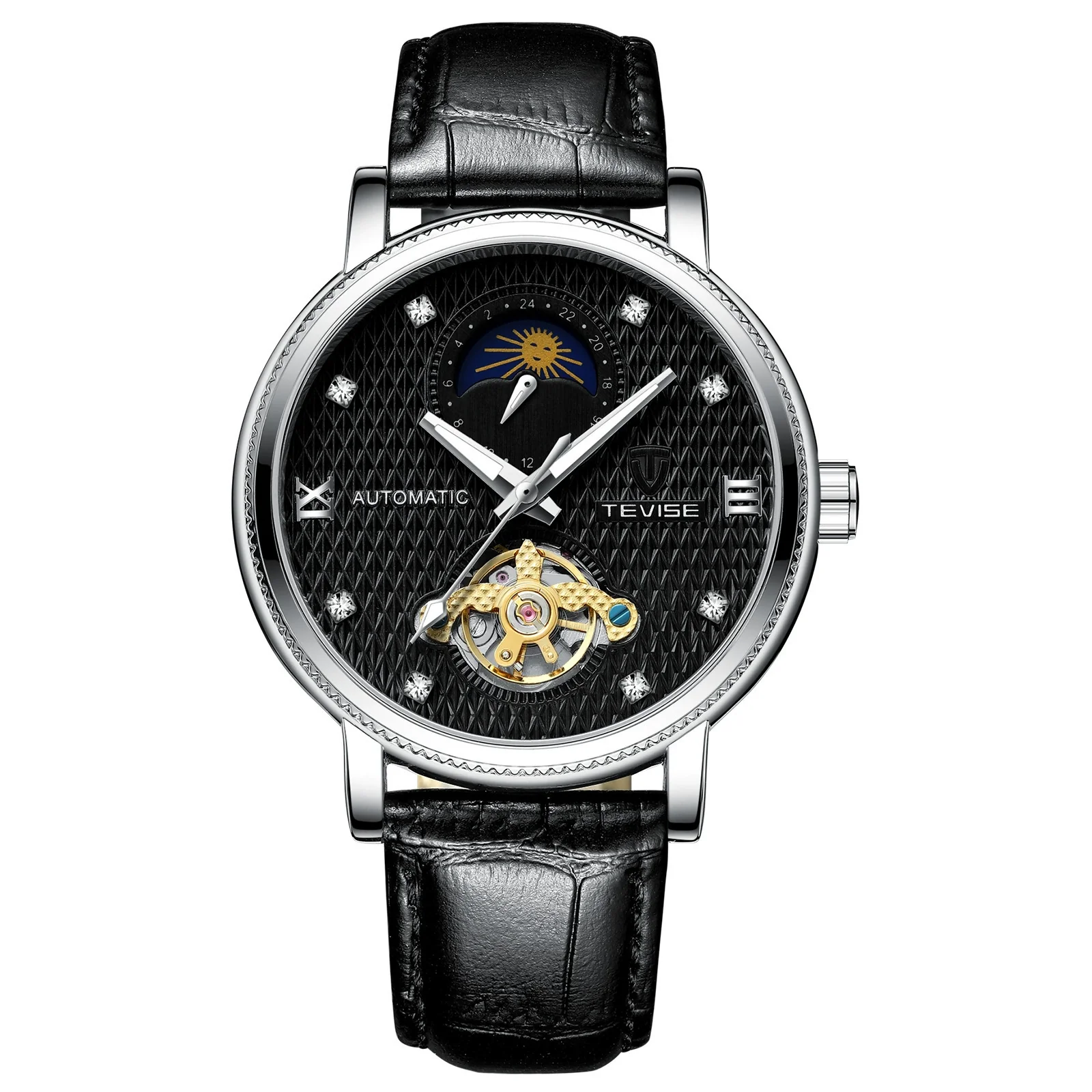 Wholesale Mechanical Watch Metal Case Genuine Leather Strap Round Dial Business Style For Men - Image 5