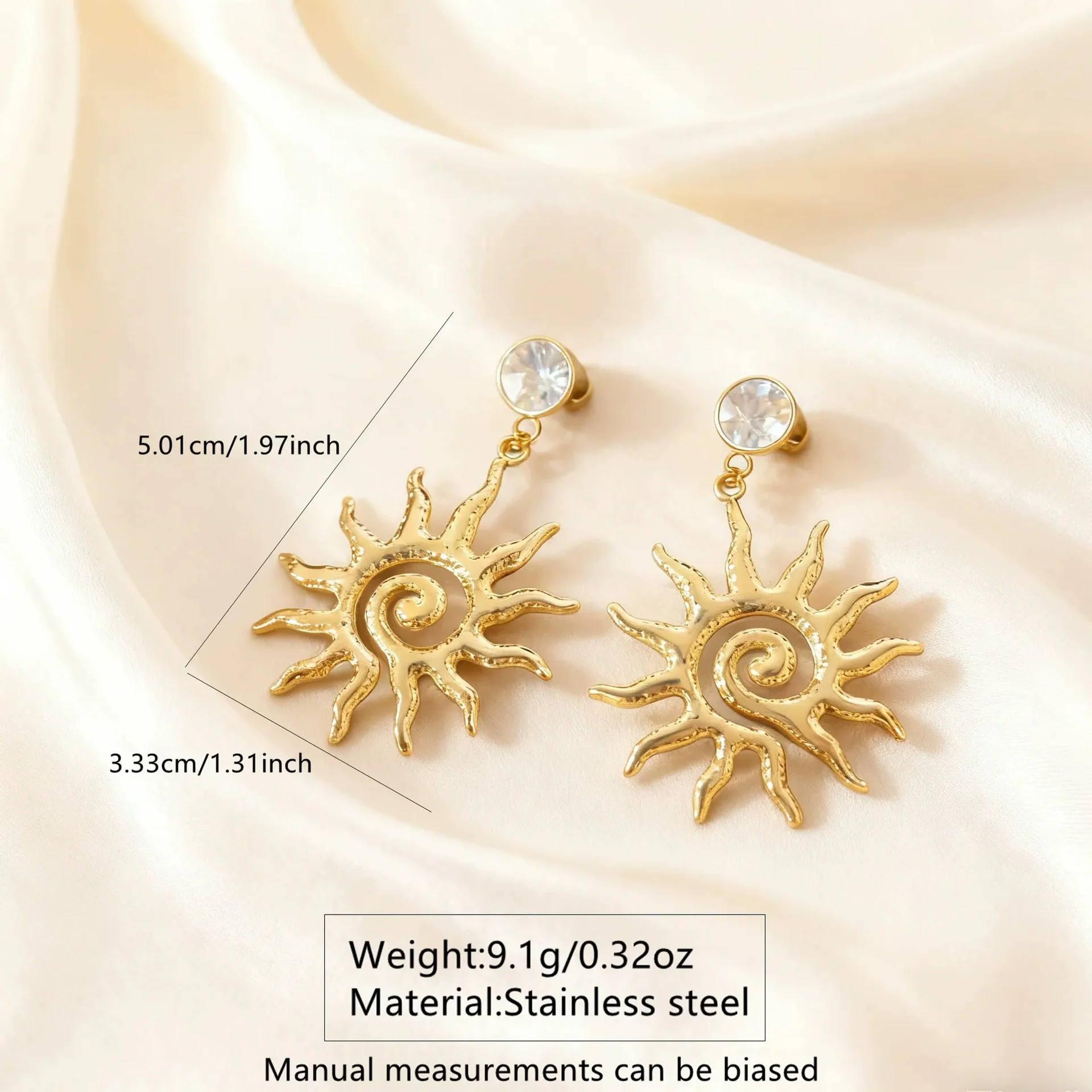 Wholesale Medieval Style Geometric Sun Stamped Stainless Steel Earrings For Women - Image 4