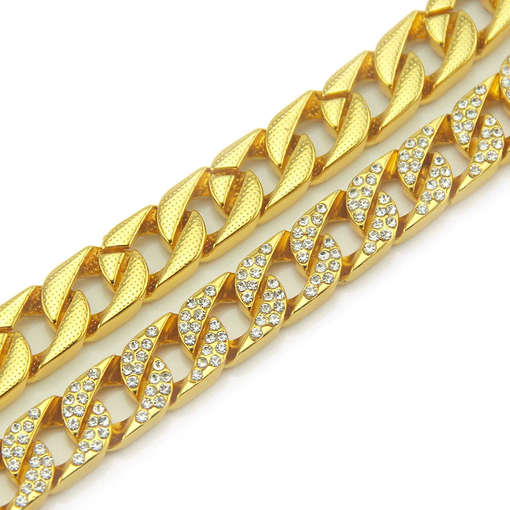 Wholesale Men's Alloy Geometric Diamond Bracelet Hiphop Style Goldplated - Image 4