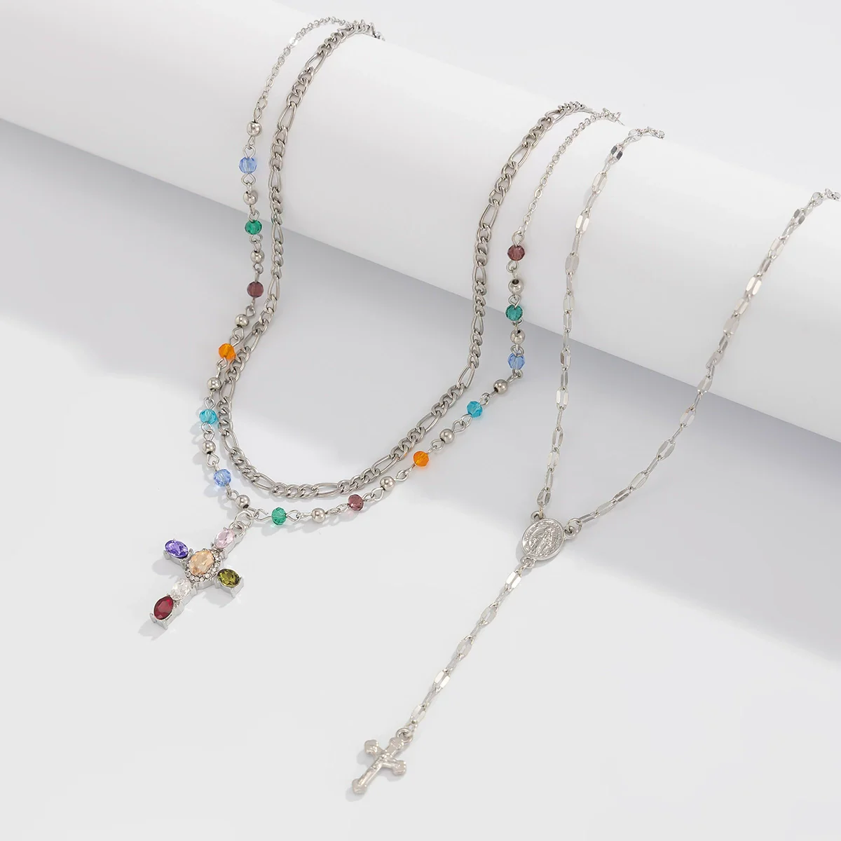 Wholesale Men's Alloy Geometric Handmade Diamondencrusted Cross Necklace - Image 4