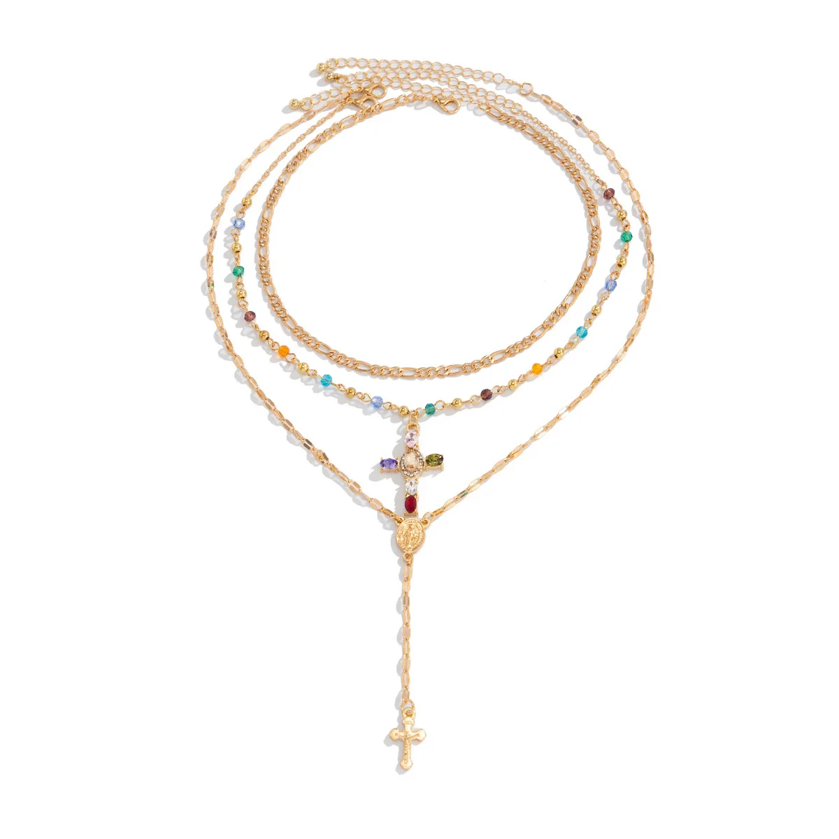 Wholesale Men's Alloy Geometric Handmade Diamondencrusted Cross Necklace - Image 5