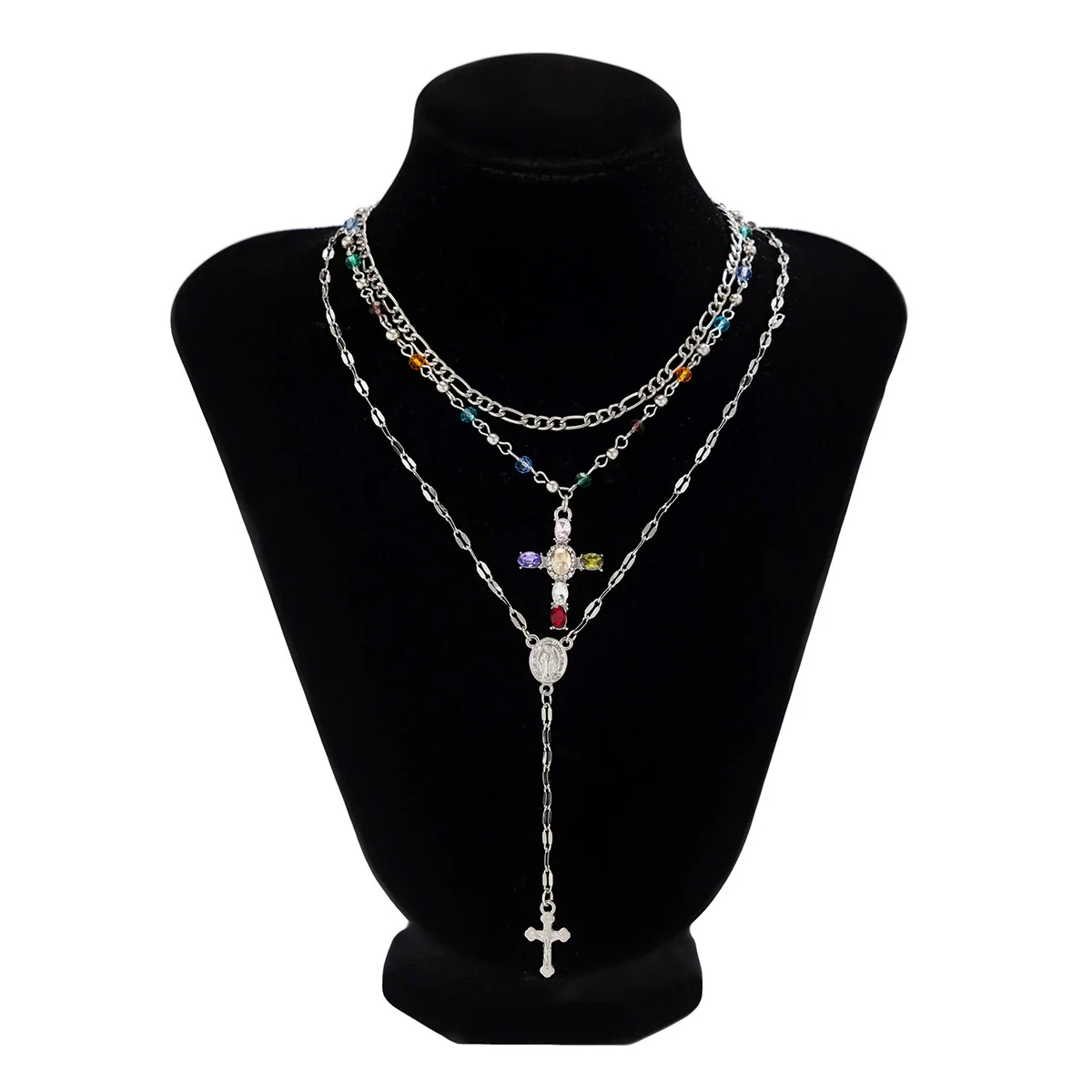 Wholesale Men's Alloy Geometric Handmade Diamondencrusted Cross Necklace - Image 7