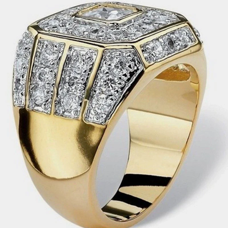 Wholesale Men's Alloy Gold Plated Geometric Ring - Image 10