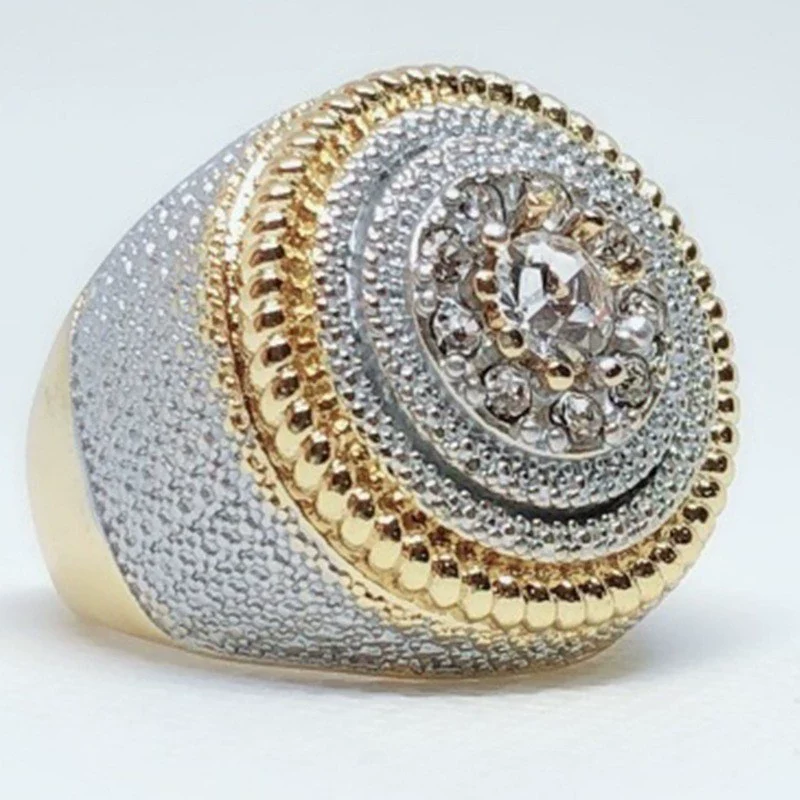 Wholesale Men's Alloy Gold Plated Geometric Ring - Image 2