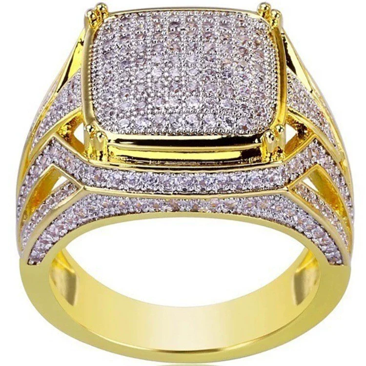 Wholesale Men's Alloy Gold Plated Geometric Ring - Image 7