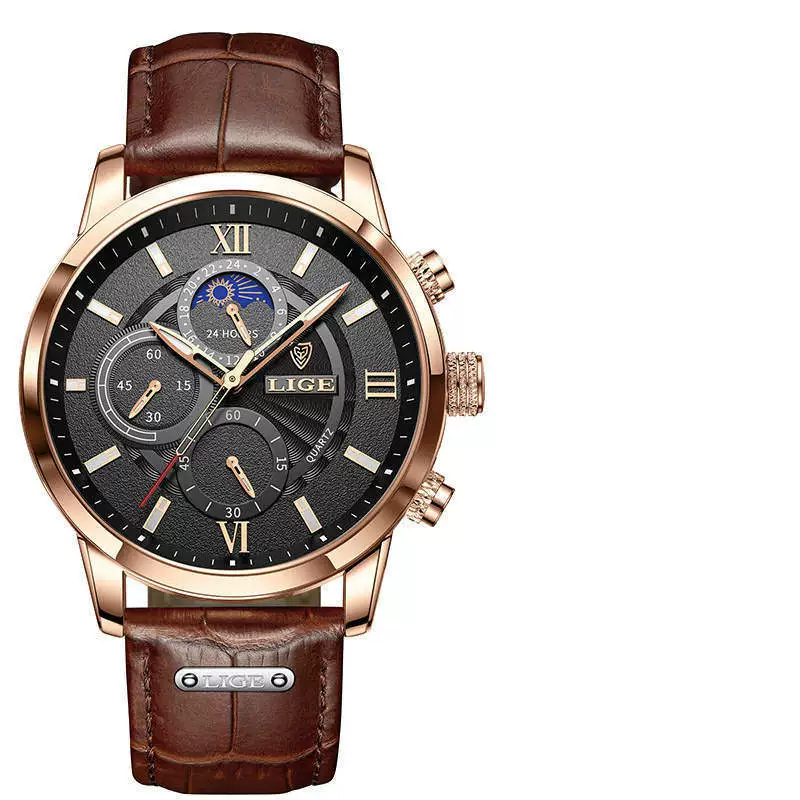 Wholesale Men's Business Elegant Personality Alloy Case Leather Strap Round Dial Watch